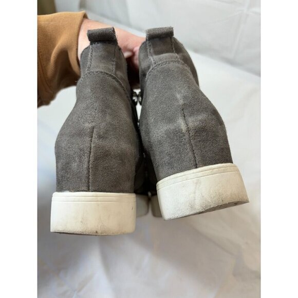 Steve Madden Womens Shoes 8.5 M Gray Wedge Ankle Close Toe Zip Heel Leather - Picture 2 of 12
